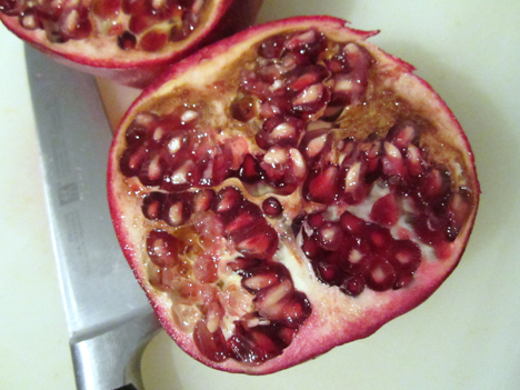 Pomegranate, halved.